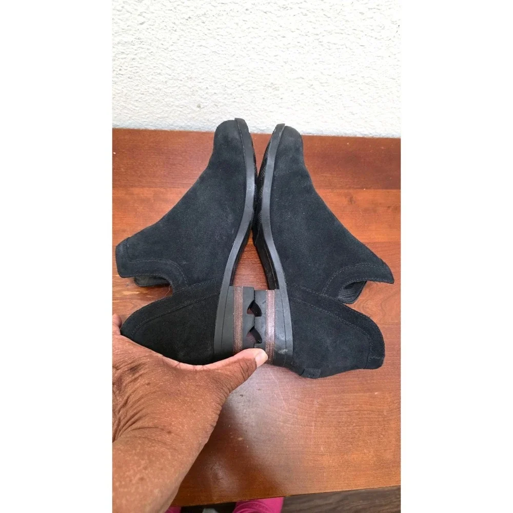 Sorel Lolla Cut Out Suede Black‎ Ankle Boots Block Heel Size 9.5 M
